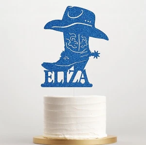 Personalised Cowboy Cake Topper Cowboy Shoes Western Birthday Party Decor - Picture 1 of 21