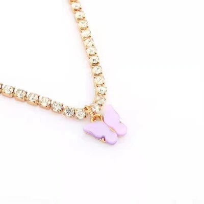 Moda Mujeres Collar Colorido Estilo Mármol Ala Extendida Mariposa Colgante 1091 Foto 1 de 4