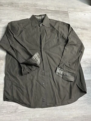 Burberry London Button Down Shirt Dark Green Olive Cotton Japan made Men Size L - Image 1 of 4