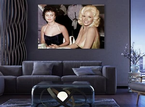 Sophia Loren and Jayne Mansfield Faces of Jealousy Poster Canvas Print Wall Art - Picture 1 of 6