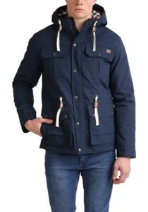 iSolid !Solid Mens Genuine Evan Navy Hooded Jacket Padded Puffer Parka Coat BNWT - Picture 1 of 14