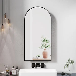 16 x31 Inch Arched Metal Framed Bathroom Mirror Medicine Cabinet Wall Mounted - Picture 1 of 10