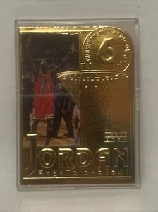 VINTAGE 1999 UPPER DECK 22KT GOLD 01098 of 24,500 JORDAN RETIRES 6 CHAMPIONS MVP - Picture 1 of 24