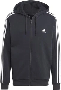 Chaqueta con Capucha Grande Adidas Essentials Polar 3 Rayas Cremallera Completa Para Hombre - Negra - Imagen 1 de 6