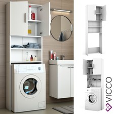Vicco Armadio per lavatrice Armadio bagno bianco 190x64cm Scaffale per il bagno
