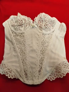 ✨ sexy BUSTINO CON STECCHE CORPETTO REALITY BIANCO IN PIZZO E RASO TG 2 ✨ - Zdjęcie 1 z 7