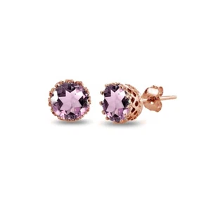 Rose Gold Flashed Sterling Silver Simulated Alexandrite Crown Stud Earrings - Picture 1 of 3