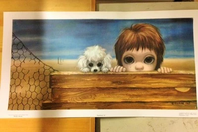Walter Margaret Keane Litografía CABEZA DE PLAYA De Colección Años 60 Ojos Grandes + Impresión BONUS Foto 1 de 4