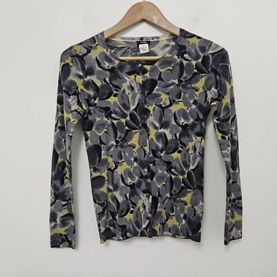 Suéter cárdigan ligero de lana marino floral gris para mujer J.CREW talla XS Foto 1 de 4