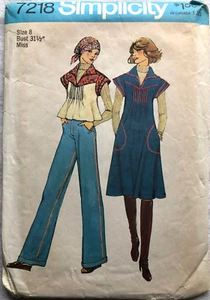 Vtg 1975 Simplicity 7218 Misses Size 8 Jumper or Top Pattern - Cut But Complete - Picture 1 of 2