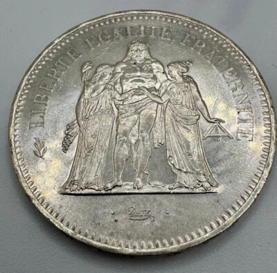 Moneda grande de 50 francos de plata Hércules 1978 Francia Foto 1 de 2