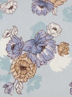 Jersey de peonía de verano tejido rayón poli azul flor por yarda Foto 1 de 2