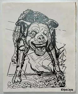 David A. Siqueiros (Handmade) Drawing On old Paper Signed & Stamped Mixed Media - Picture 1 of 4