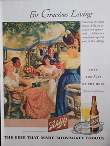 Anuncio impreso cerveza Schlitz 1946 vintage, para una vida graciosa, hecho famoso a Milwaukee - Imagen 1 de 1