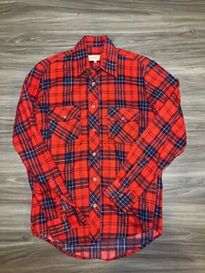 Vintage Sandherst Flannel Button Down Shirt Red Plaid Small - Picture 1 of 2