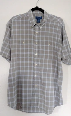 MEN'S TOWN CRAFT PLAID SHIRT Size XL Pockets w/button Button-Down Short Sleeve - Image 1 of 4