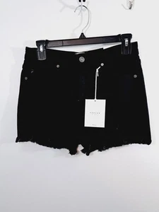 KanCan hoch geschnittene Damenshorts Größe Medium schwarz abgenutzt Denim neu mit Etikett - Bild 1 von 7