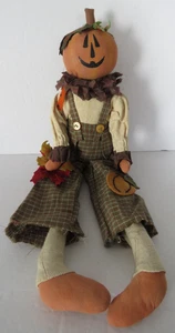 Muñeca Cabeza de Calabaza Tela Jack O Linterna Primitiva Otoño Otoño Decoración Sentable - Imagen 1 de 6