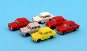 Konvolut Trabant Trabbi (6 Stück) 1:87 + Bügel für Dahmer Autotransportwagen H0 - Picture 1 of 2