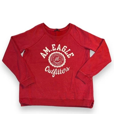 American Eagle женщин толстовка пуловер круглый вырез длинные рукава красный розовый большой - Изображение 1 из 4