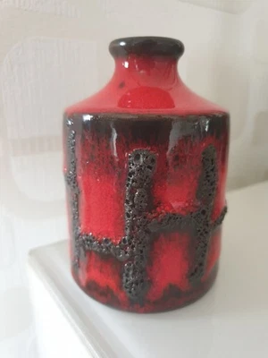 Ruscha/Keramikvase / ROT MIT LAVA FAT  (811/1 )   Mid Century - Bild 1 von 4