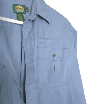 Cabela's Button-up Shirt Men L Blue  Long Sleeve Shirt Outdoor Gear Zip  Utility - Image 1 of 4