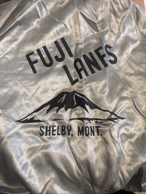 Chaqueta de boliche vintage Shelby Montana FUJI LANES plateada L o XL Foto 1 de 3