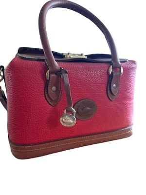 Bolso Bandolera Bolso de Mano Vintage Dooney And Bourke Cuero Guijarro Rojo, Tostado "LEER" Foto 1 de 4