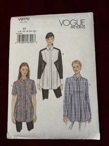 Vogue 9170 Misses' Button Front Blouse Tunic Top Sewing Pattern Size 14-22 Uncut - Picture 1 of 10