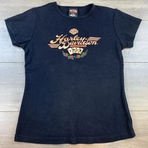 Vintage Harley Davidson Motorrad Kurzarm Shirt Damen Medium schwarz Lake Tahoe - Bild 1 von 11
