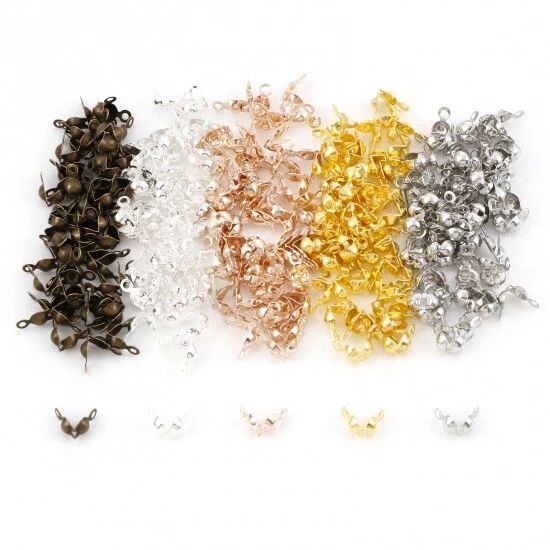 8 x 4 mm Quetschkalotten Klappkapseln Versilbert Goldfarben Bronze Rosegold oder - Bild 1 von 1