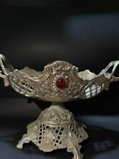Vintage  A Beautiful  Silver Chalice With Red Stones Ruby I​n The Middle