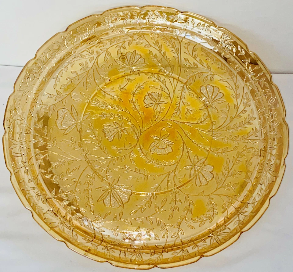 Jeannette FLORAGOLD IRIDESCENT*13 1/2" CHEESE PLATE TRAY W/INDENT* - image 1 of 1