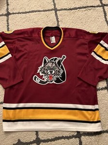 VTG CHICAGO WOLVES 90s Minor League IHL AHL  Hockey Jersey L Signed Autographs
