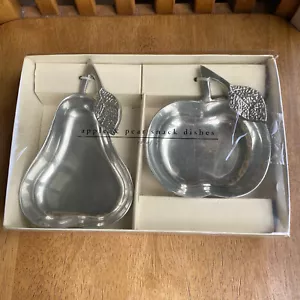 Pier 1 Imports Apple & Pear Metal Candy Snack Trinket Dishes Set of 2 NIB - Picture 1 of 5