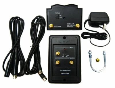 Indoor Outdoor High Gain Signal Amplifier HDTV VHF UHF FM Channel Boost - Image 1 of 4