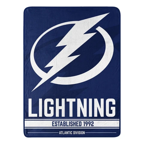 Tampa Bay Lightning NHL Hockey Plush Blanket Throw 46  x 60 100% Polyester NWT Cover