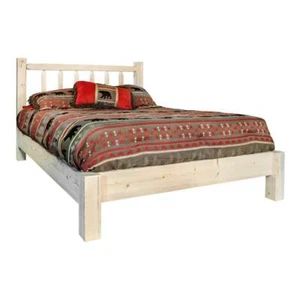 Montana Woodworks Homestead Solid Pine Wood Twin Platform Bed in Natural - Picture 1 of 10
