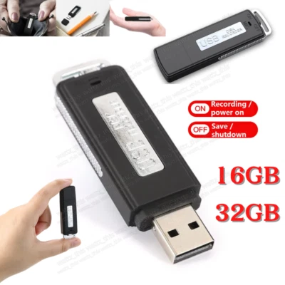 16/32GB Mini Voice Activated Recorder Listening Device Audio Dictaphone USB Disk - Image 1 of 4