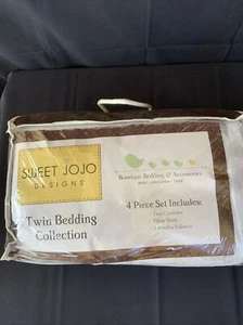 Sweet Jojo Designs Twin Bedding Collection 4 Piece Set Floral (white,tan,sage) - Picture 1 of 3