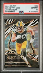 2023 Panini Select Lukas Van Ness #239 Zebra Prizm Rookie RC Club Level PSA 10 - Picture 1 of 3