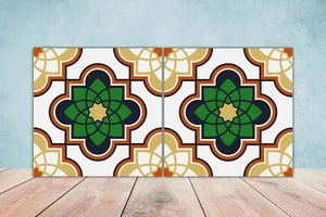 Moroccan Ceramic Tiles with Moroccan Design Set of 2 Backsplash Tiles - Imagen 1 de 6