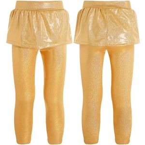Kids Girls Tights Shiny Pants Metallic Pantskirt Cheerleading Costume Baby Yoga - Picture 1 of 80