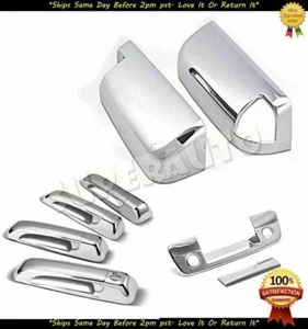 Se adapta a RAM 1500 2500 2010-2018 espejo cromado + mango + puerta trasera con superposición de orificio de leva - Imagen 1 de 2
