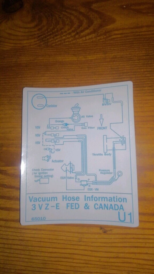 1988 1989 Toyota Truck Pickup 4runner Vacuum Diagram Decal Repro V6 3vz-e  #U1 - Image 1 of 1