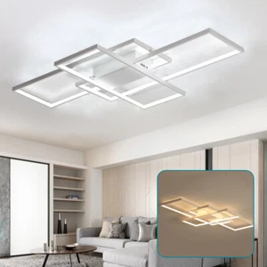 95w Modern Acrylic LED Ceiling Light Square Chandelier Flush Mount Living Room - Picture 1 of 12