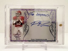 2020 Leaf Trinity TUA TAGOVAILOA Inscription “GO DOLPHINS” AUTO RC #ED 04/10 💎