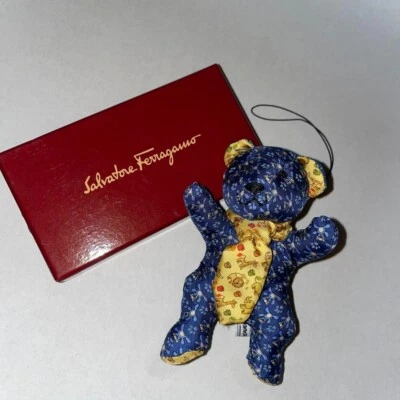 Salvatore Ferragamo Silk Blue Bear Bag Charm Strap W/Box Unused H1 - Image 1 of 3