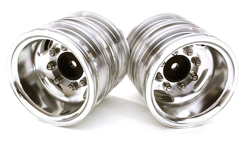 Machined Alloy T7 Rear Dually Wheel Set for Tamiya 1/14 Scale Tractor Trucks - Image 1 of 1