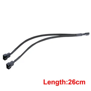 3/4 Pin PWM To Dual PWM Power Y-Splitter 26cm Adapter Cables for CPU PC Case Fan - Picture 1 of 9